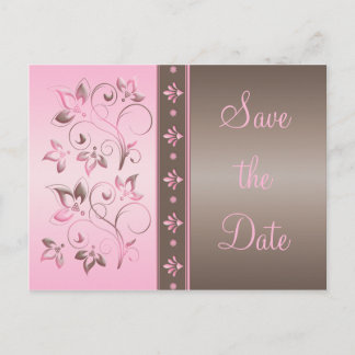 Postale Faire-part Mocha et rose florale Enregistrer la date Carte po