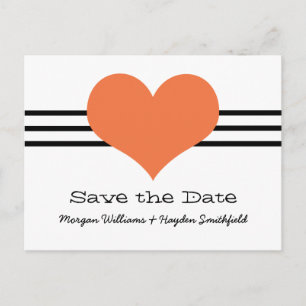 Postale Faire-part Mod Heart Enregistrer la date Carte postale, Orang