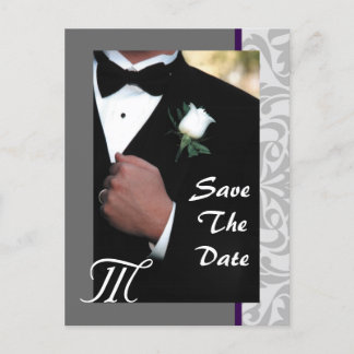 Postale Faire-part Monogramme Tuxedo Groom Enregistrer La Date Carte