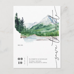 Postale Faire-part Montagne aquarelle Carte du Montana pour annonce