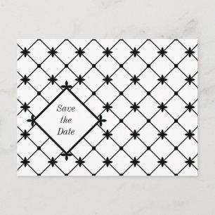 Postale Faire-part Motif croisé Enregistrer la date Black White Carte