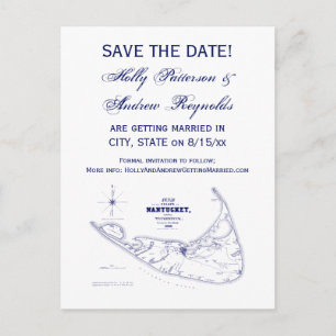 Postale Faire-part Nantucket Island MA Carte Vintage Marine Blue