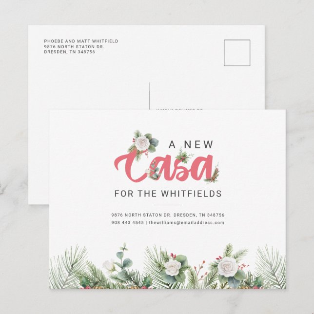 Postale Faire-part Nous avons déménagé Carte Florale Berry Changement (Devant / Derrière)