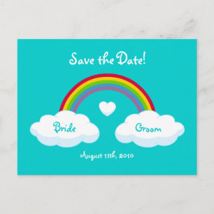 Postale Faire-part Nuages et arc-en-ciel - Enregistrer la carte Date