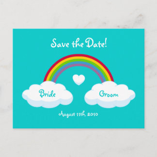Postale Faire-part Nuages et arc-en-ciel - Enregistrer la carte Date