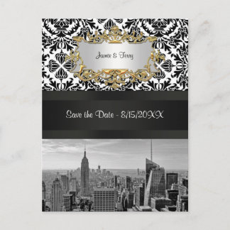 Postale Faire-part NYC Skyline BW 431 Damask Carte de préavis Postca