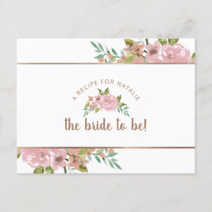 Postale Faire-part Offrir une carte de recette à une mariée rose Vint