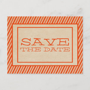 Postale Faire-part Orange Trendy Stripes Enregistrer la date Carte po