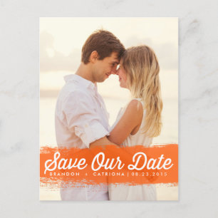 POSTALE FAIRE-PART ORANGE WATERCOLOR SPLASH ENREGISTRER LA CARTE PO