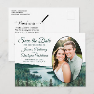 Postale Faire-part Oval de Lake Tahoe Rustique Photo Carte de sauvega