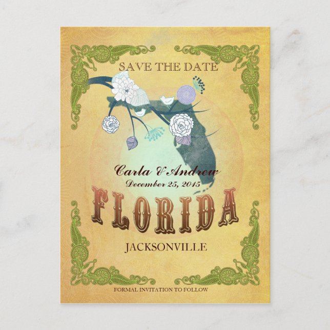 Postale Faire-part Pastel Jaune Save The Date - Carte Avec De Beaux O (Devant)
