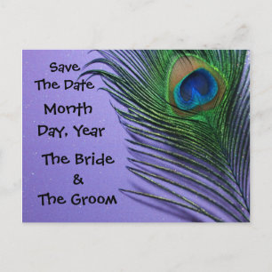 Postale Faire-part Pastel Purple Peacock Enregistrer la date Carte po