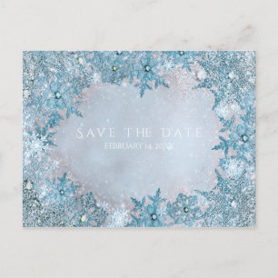 Postale Faire-part Pays des merveilles d'hiver Flocons Bleu Carte de
