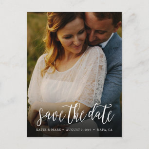 Postale Faire-part Photo manuscrite stylish Enregistrer la date Carte