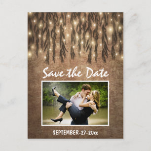 Postale Faire-part Photo Rustic Willow Tree Enregistrer la date Carte
