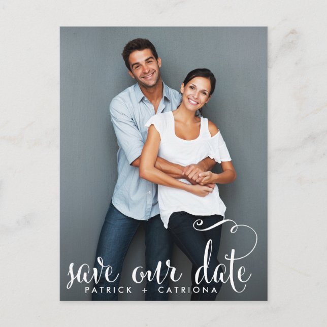 POSTALE FAIRE-PART PHOTO SCRIPT WHIMSICAL ENREGISTRER NOTRE CARTE POS (Devant)