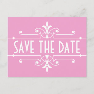Postale Faire-part Pink Fancy Ornamental Enregistrer la date Carte po