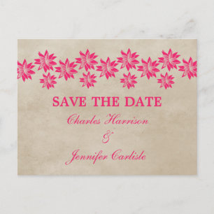 Postale Faire-part Pink Floral Vintage Enregistrer la date Carte post