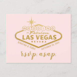 Postale Faire-part Pink Gold Las Vegas Mariage RSVP Réponse Carte Pos