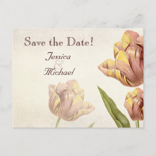 Postale Faire-part Pink Parrot Tulip Enregistrer la date Carte postal
