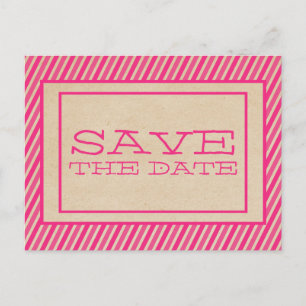 Postale Faire-part Pink Trendy Stripes Enregistrer la date Carte post