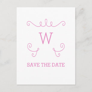 Postale Faire-part Pink Whimsical Flourish Enregistrer la date Carte