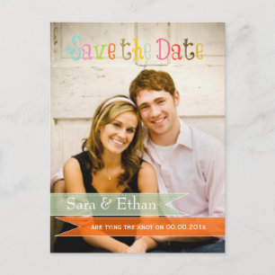 Postale Faire-part PixDezines carte de sauvegarde seafoam+orange