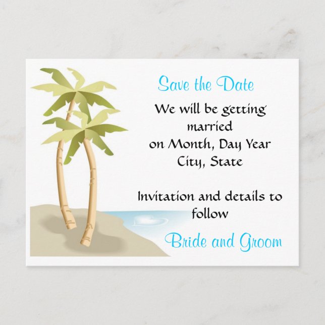 Postale Faire-part Plage/Mariage tropical Enregistrer la date Carte p (Devant)