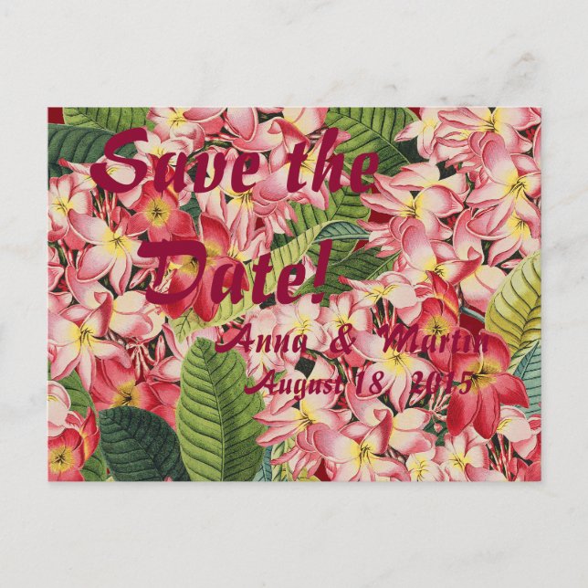 Postale Faire-part Plumeria Tropical Floral Enregistrer la date Carte (Devant)