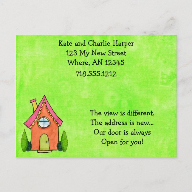Postale Faire-part Preppy Lime Vert Et Rose Nouvelle Adresse Carte De (Devant)
