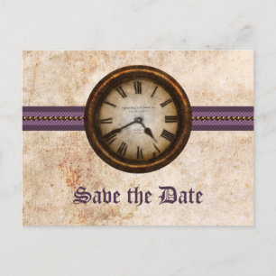 Postale Faire-part Purple Antique Horloge Enregistrer la date Carte p
