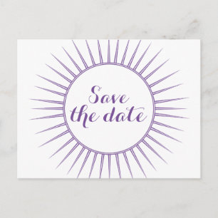 Postale Faire-part Purple Deco Retro Enregistrer la date Carte postal