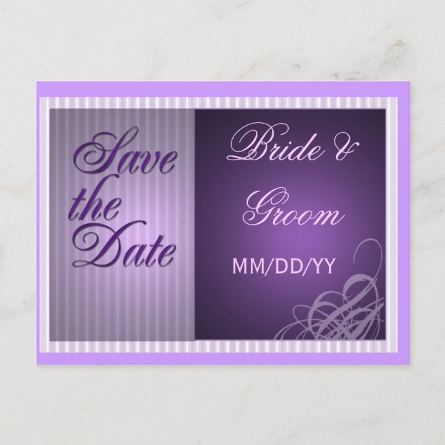 Postale Faire-part Purple enregistrer la carte de date (Devant)