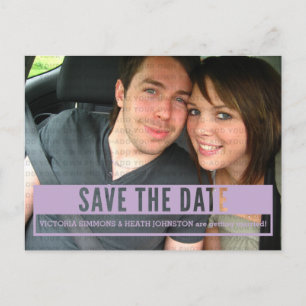 Postale Faire-part Purple Modern Cut Out Enregistrer la date Carte po