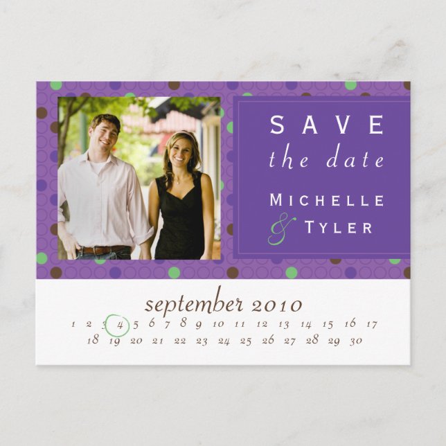 Postale Faire-part Purple Multi Circle Enregistrer la carte Date (Devant)