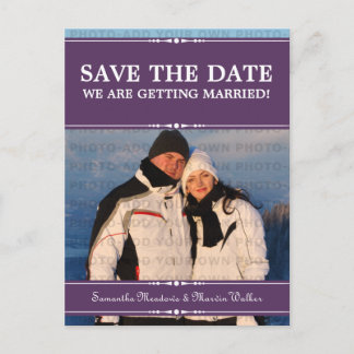 Postale Faire-part Purple Simple Chic Photo Enregistrer la date Carte