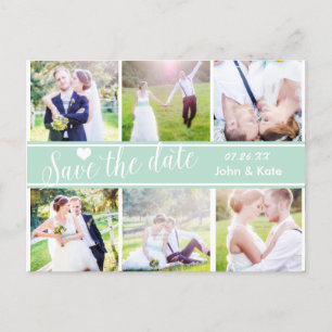 Postale Faire-part REPORTEZ LA DATE Sage Mariage 6 PHOTO Carte Postal