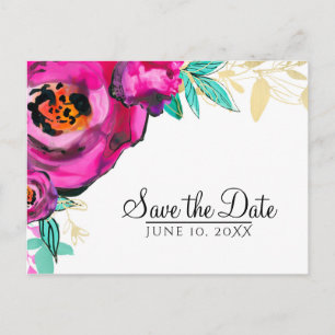 Postale Faire-part Rose Clair Moderne Floral Aquarelle Carte de Préav