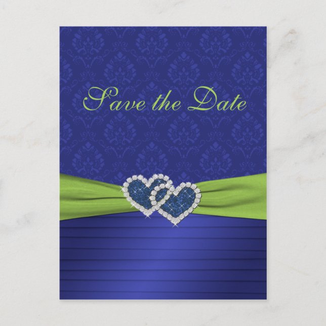Postale Faire-part Royal Blue et Chartreuse Enregistrer la date Carte (Devant)