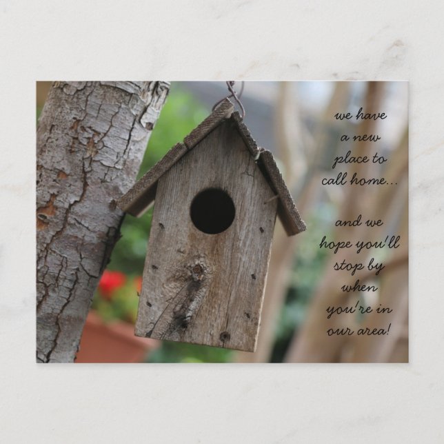Postale Faire-part Rustic Birdhouse, changement de carte d'adresse (Devant)