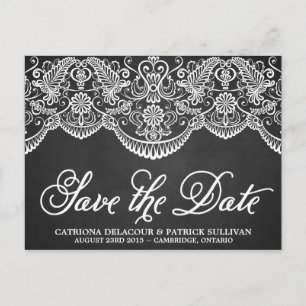 Postale Faire-part Rustic Brocade Lace Enregistrer la date Carte post