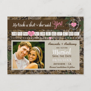 Postale Faire-part Rustic Camo Calendrier Photo Enregistrer Les Carte