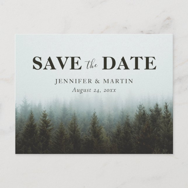 Postale Faire-part Rustic Forest Wedding Enregistrer La Date Carte Po (Devant)