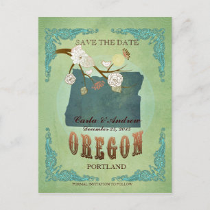 Postale Faire-part Sauver la date - Carte de l'Oregon avec de beaux o