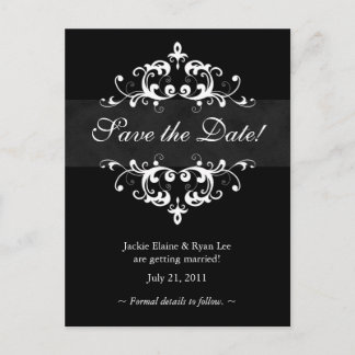 Postale Faire-part Sauvez l'embellissement de blanc de noir de carte
