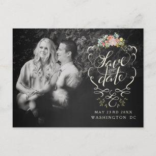 Postale Faire-part Script Lettrage Enregistrer la date Photo Carte po