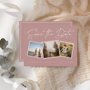 Postale Faire-part Simple Carte de Mariage Rose Poussiéreuse avec Pho