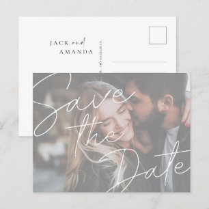 Postale Faire-part Simple mariage photo enregistrer la date carte pos