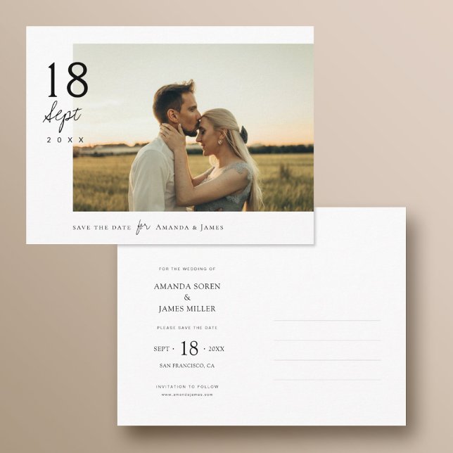 Postale Faire-part Simplement élégant Enregistrer la date carte posta (Créateur téléchargé)