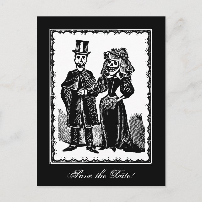 Postale Faire-part Skeleton Couple (Enregistrer La Date) - Carte Post (Devant)